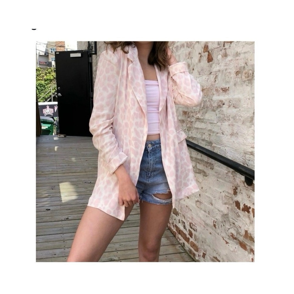AFRM Pink Animal Print Oversized Blazer NWT Quiet Luxury Office Siren Sz S